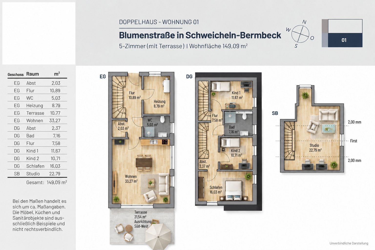 Grundriss Doppelhaushälfte · WE 01