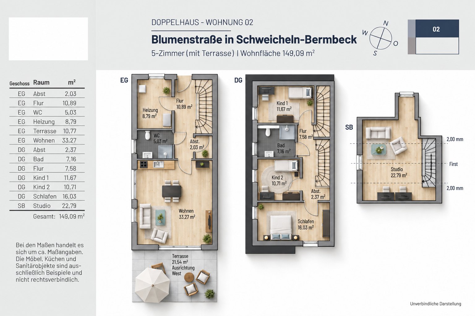 Grundriss Doppelhaushälfte · WE 02