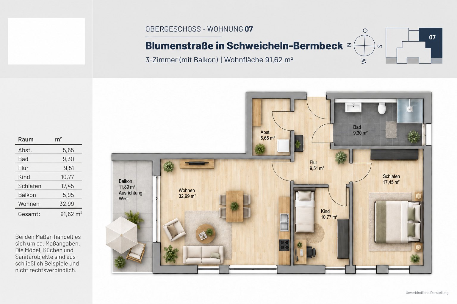 Grundriss Mehrfamilienhaus · WE 07 · Obergeschoss