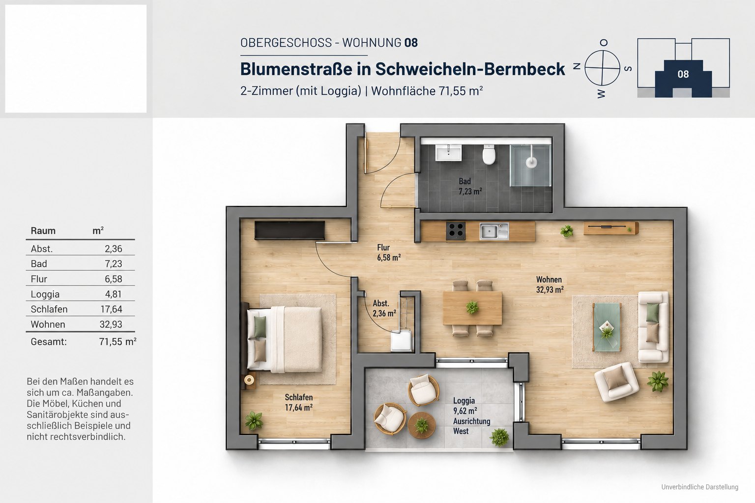 Grundriss Mehrfamilienhaus · WE 08 · Obergeschoss
