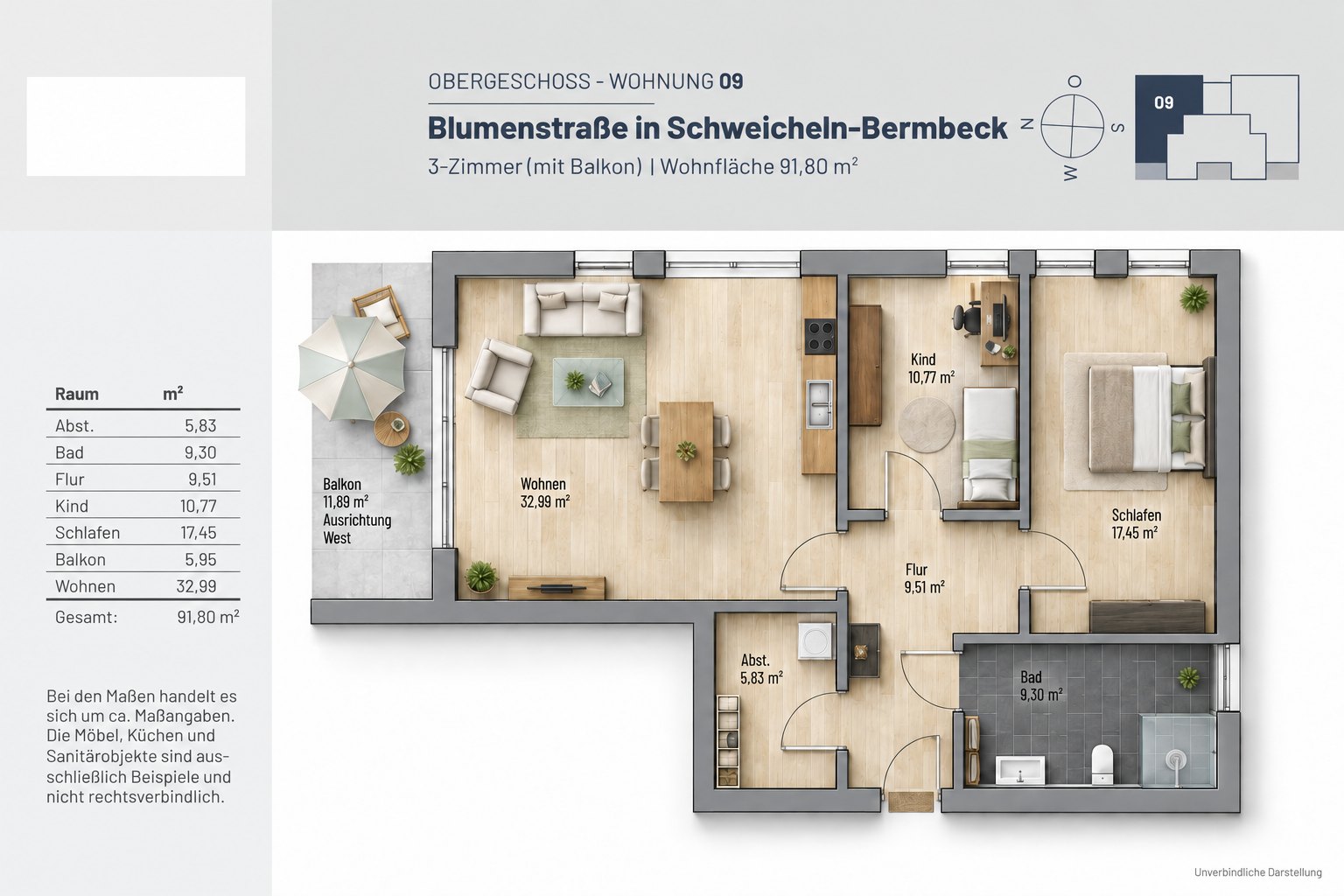 Grundriss Mehrfamilienhaus · WE 09 · Obergeschoss