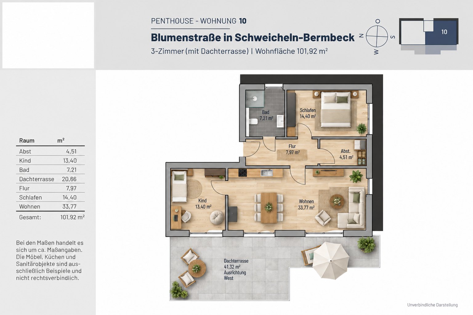 Grundriss Mehrfamilienhaus · WE 10 · Penthouse