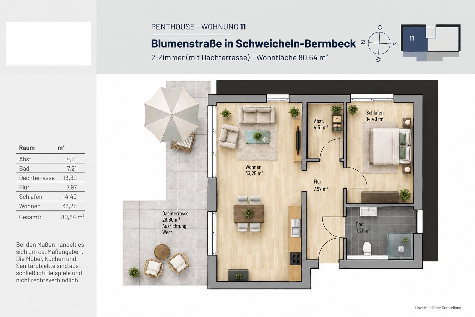 Grundriss Mehrfamilienhaus · WE 11 · Penthouse