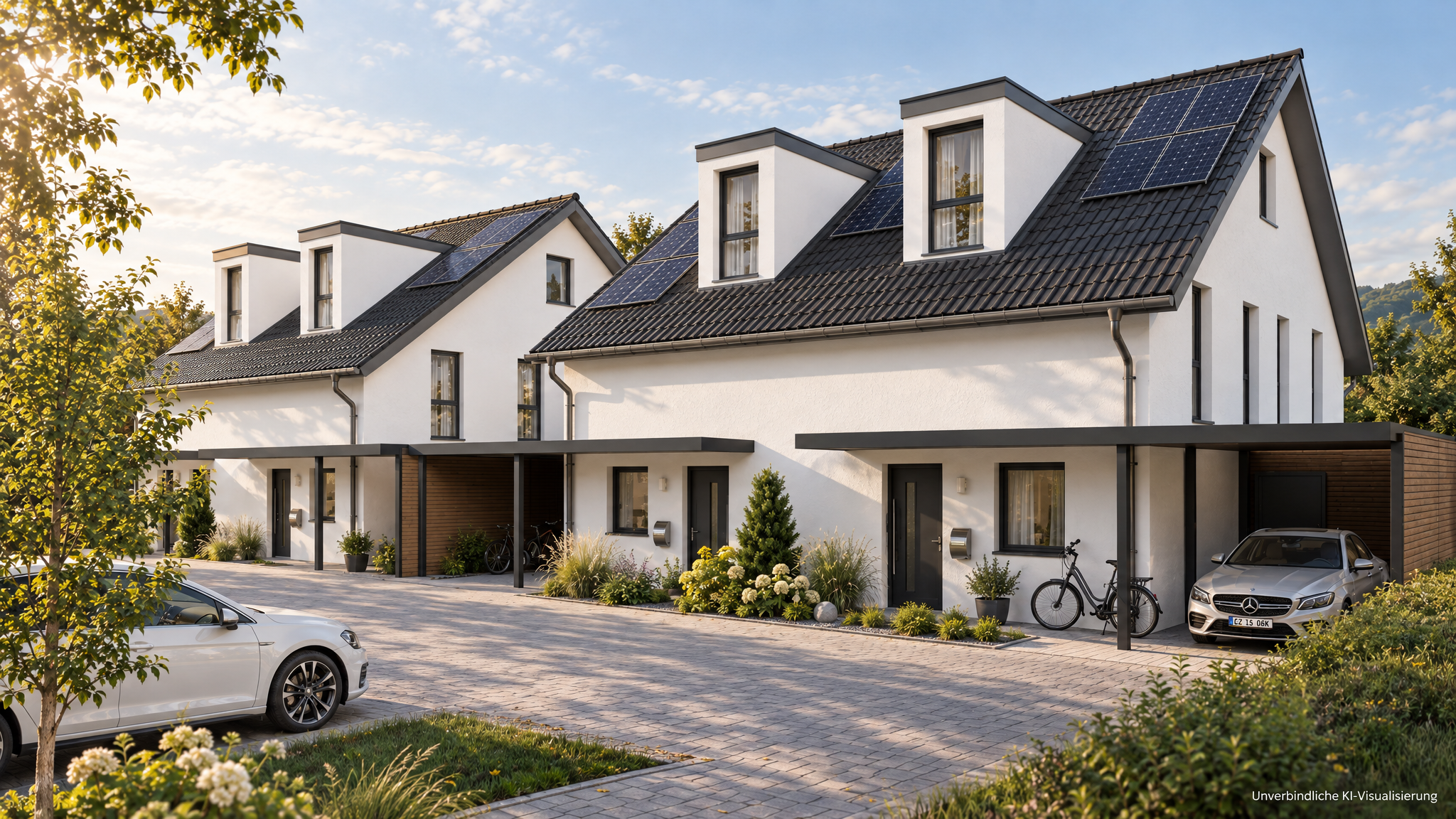 Doppelhaushälften mit Carport und Solaranlagen